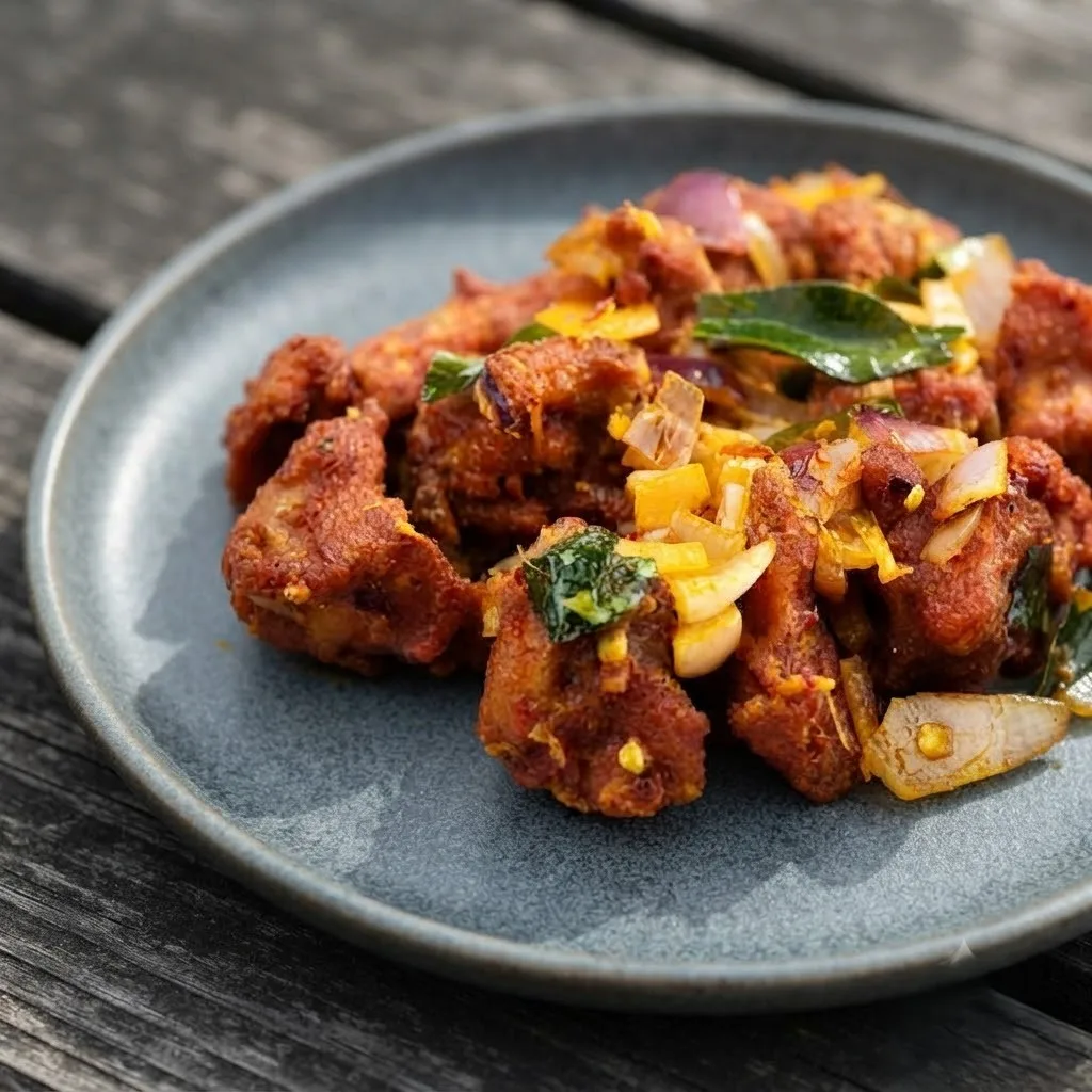Chicken 65 - spicy South Indian fried chicken at Kerala Restaurant Edmonton